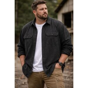 Carhartt Loose Fit Black Work Shirt 3XL Button Front Heavy Cotton Utility